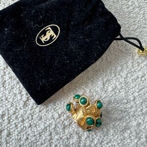 Luxurious Gold Ring with Green Accents